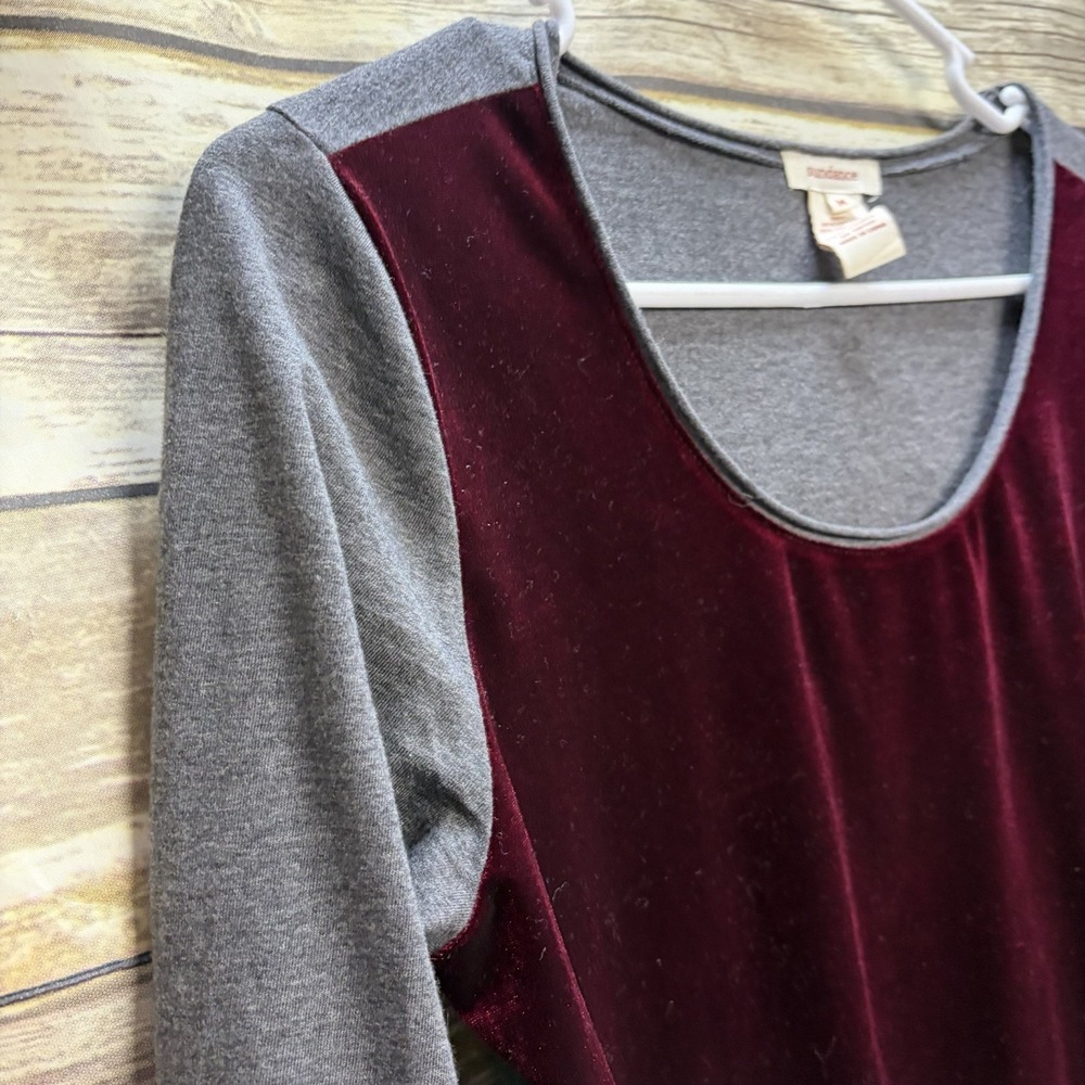 Sundance Dulcet Tones Velour Velvet Jersey Women's Medium Round Neck Top View 6
